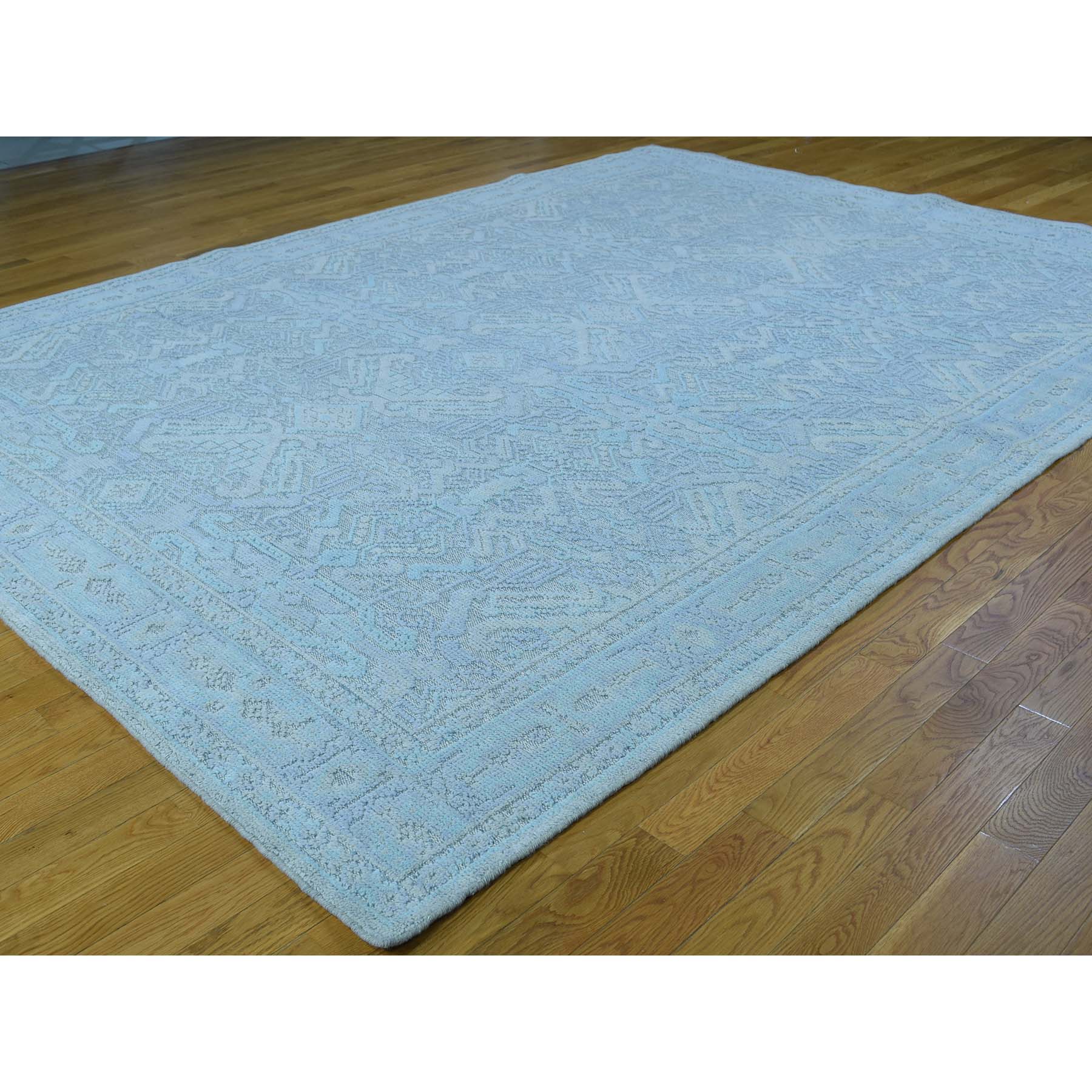9'x12' Seafoam Green Oushak Design Textured Wool HandKnotted Rug